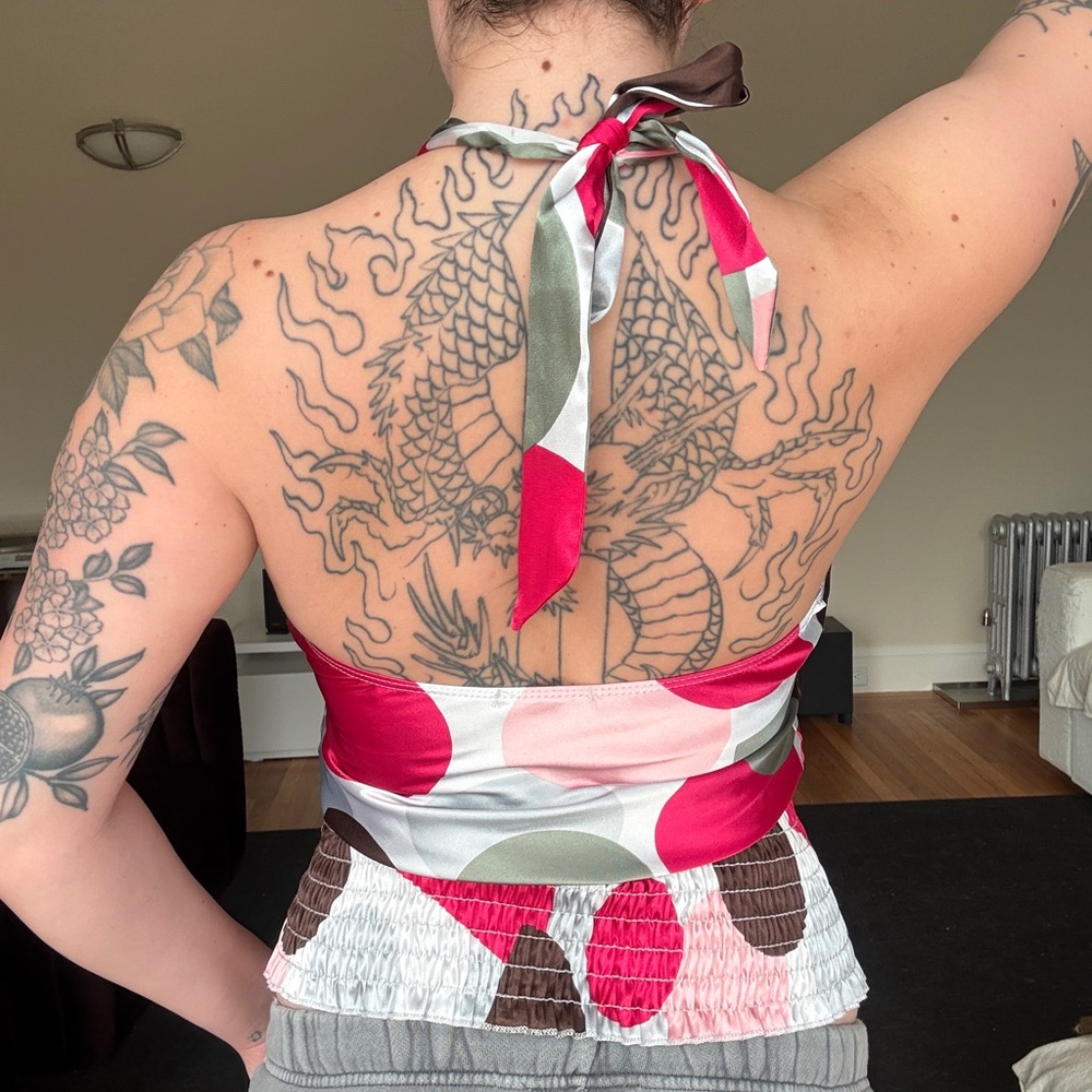 Colorful Halter Top with Geometric Pattern - Picture 3 of 3